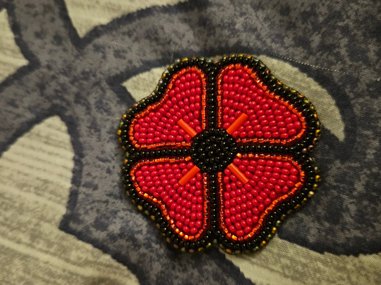 Beaded Poppy - Beaded Black Center with Matte AB Edging