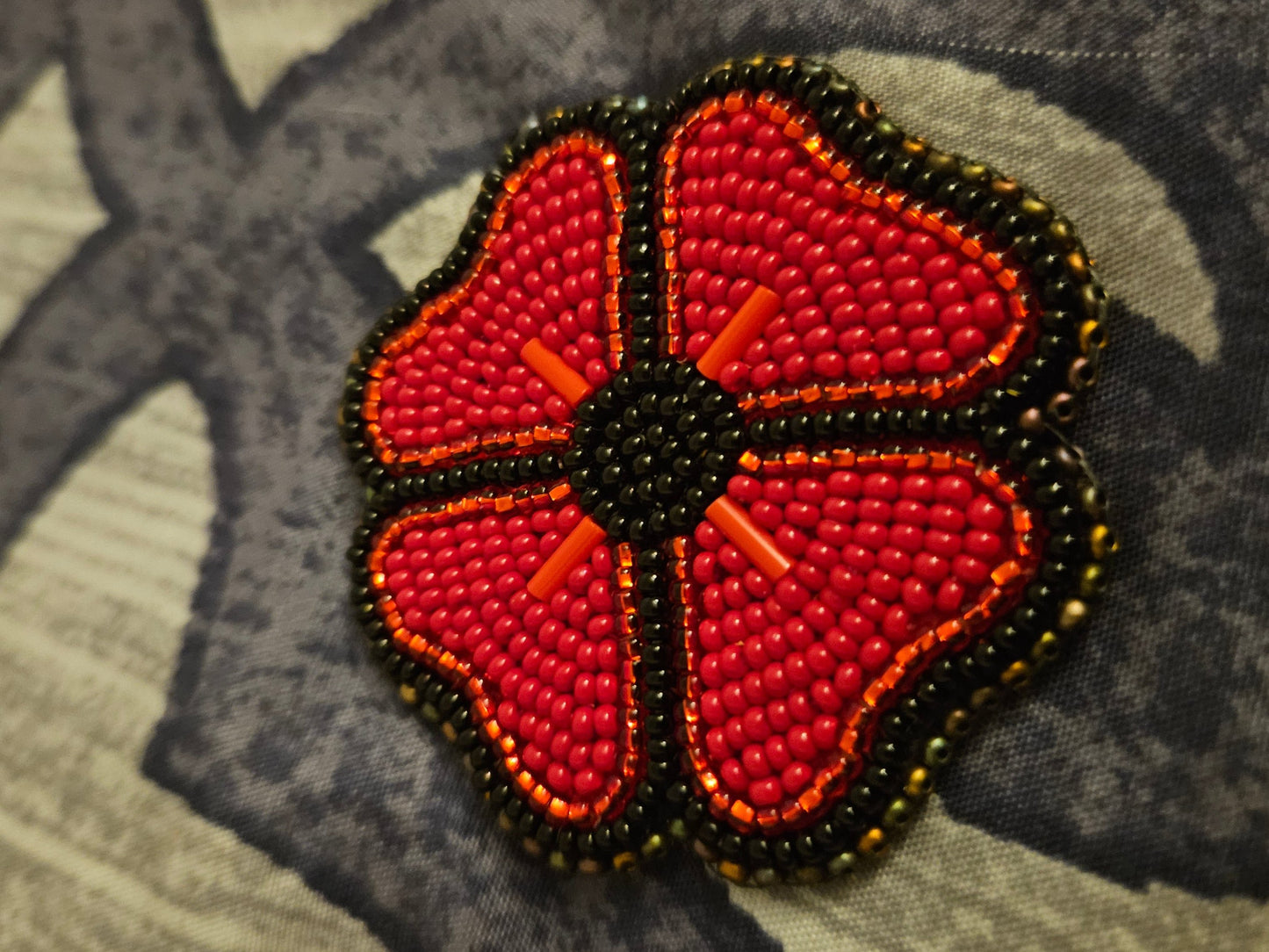 Beaded Poppy - Beaded Black Center with Matte AB Edging