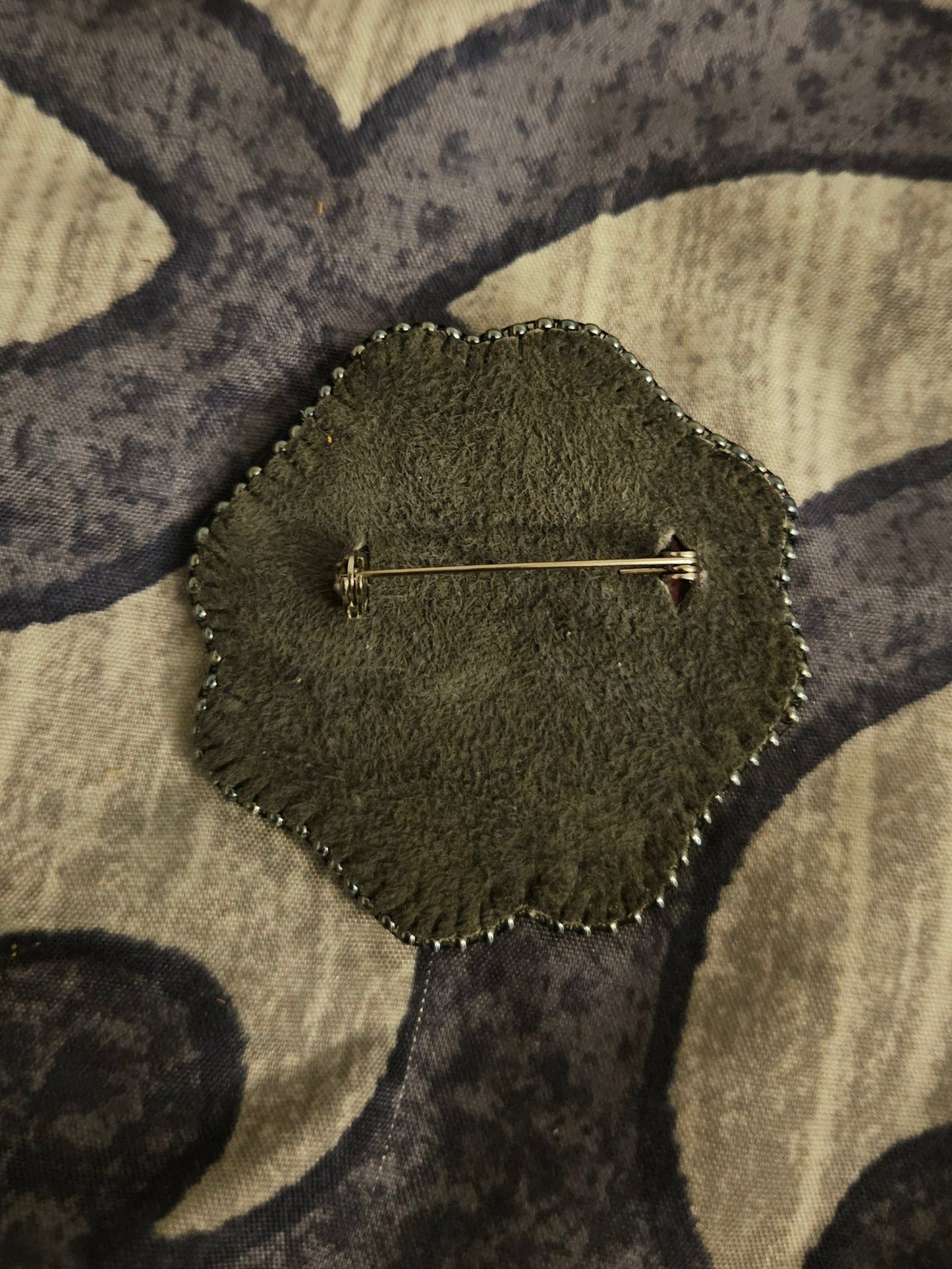 Beaded Poppy - Antler Button with Gunmetal Edging